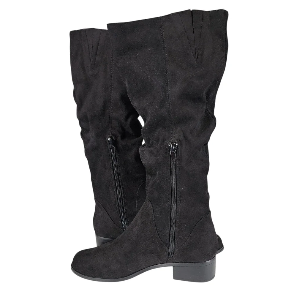 Charles by Charles David Knee High Boot sz 6M Women Guru Slouch Black Faux Suede